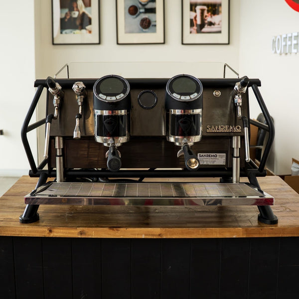 Pre Loved Black Sanremo Cafe Racer Naked 2 Group Coffee Machine