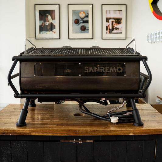 Pre Loved Black Sanremo Cafe Racer Naked 2 Group Coffee Machine