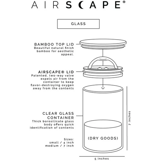 Airscape Glass w/ Bamboo Lid – Medium 7″ – Airtight Coffee