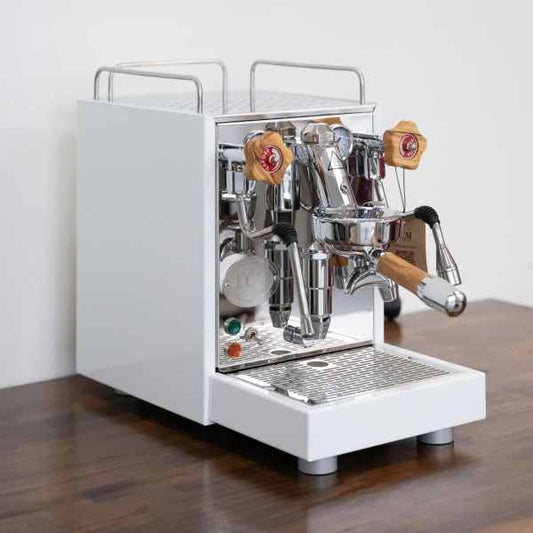 Brand New Custom White ECM Mechanika Slim With Timber Kit Coffee Machine - Australia - Di Pacci