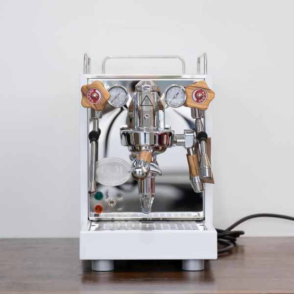 Brand New Custom White ECM Mechanika Slim With Timber Kit Coffee Machine - Australia - Di Pacci