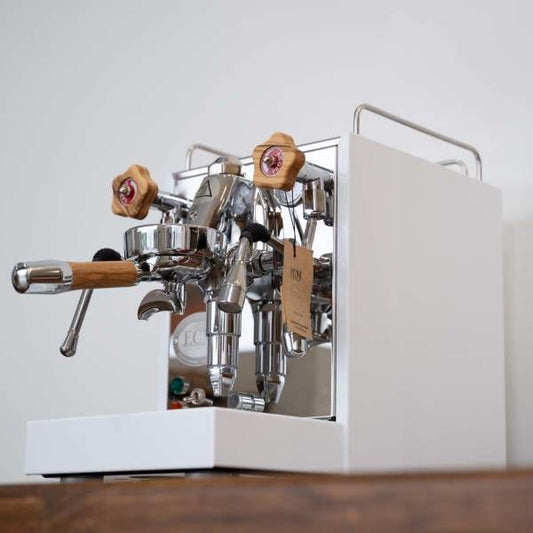 Brand New Custom White ECM Mechanika Slim With Timber Kit Coffee Machine - Australia - Di Pacci