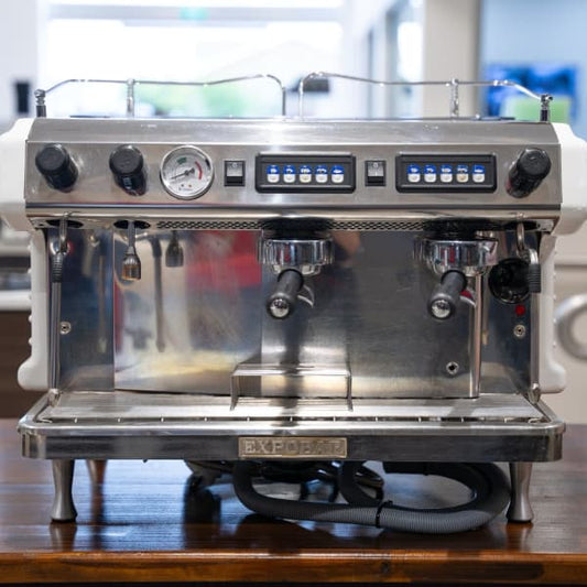 Clean Pre Owned 2 Group Tall Cup 15 Amp Expobar Rugerro Coffee Machine - Australia - Di Pacci