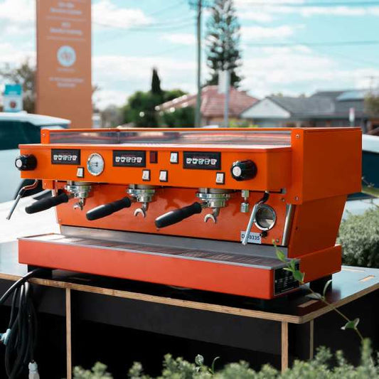 Custom 3 Group Fire Orange La Marzocco Linea Commercial Coffee Machine - Australia - Di Pacci