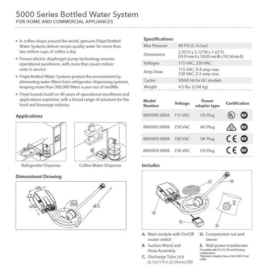 FLOJET Flojet xylem 5000 Series Bottled Water System - ALL