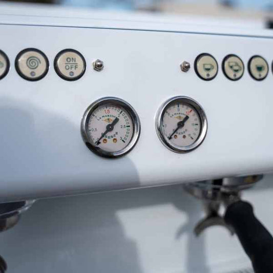 Fully Serviced 3 Group La Marzocco GB5 In Gloss White Coffee Machine - Australia - Di Pacci