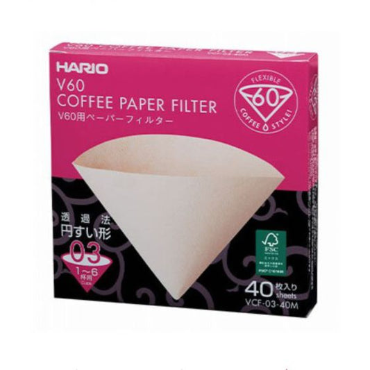 Hario V60 Paper Filter 03 - 40 Pack NATURAL - Australia - Di Pacci