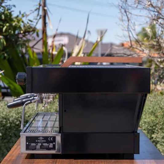 Immaculate 3 Group Custom La Marzocco PB In Black & Brass - Australia - Di Pacci