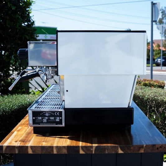 Immaculate La Marzocco Linea AV Gloss White with Chrono Shot Timers - Australia - Di Pacci