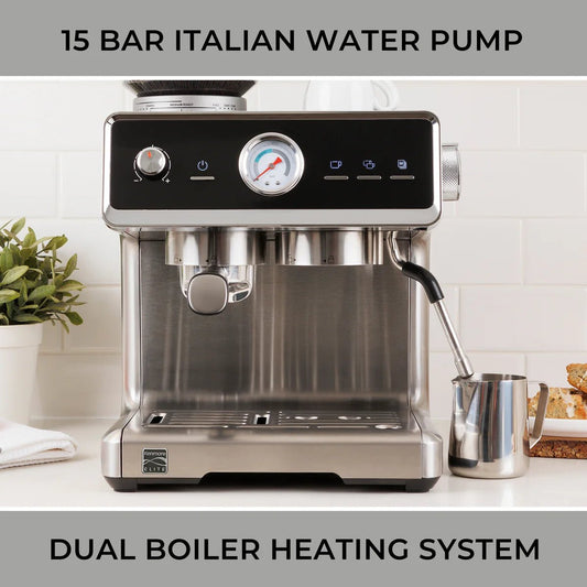Kenmore Elite Auto - Tamping Espresso Machine Package ( Free 250g coffee, knock bin & 350 Ml Milk Jug - Australia - Di Pacci