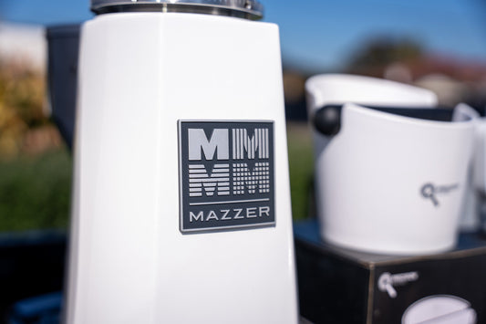 La Carimali Nimble 1 Group White Coffee Machine, Mazzer Mini Electronic A Grinder & Accessories - Australia - Di Pacci