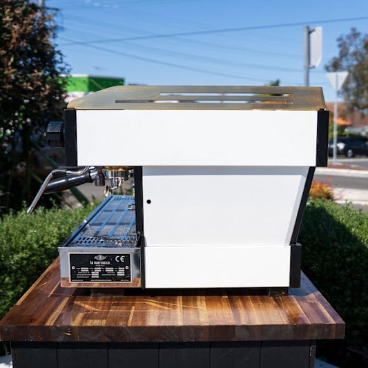 Late Model 3 Group La Marzocco PB – Custom White with Brass Accents - Australia - Di Pacci