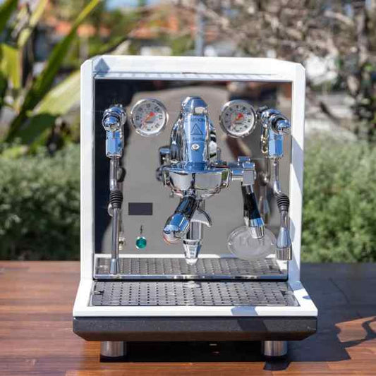 New ECM Synchronika II In Gloss White With Dosserless Grinder PACKAGE - Australia - Di Pacci