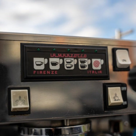 Pre Loved Custom 2 Group La Marzocco FB70 In Sky Blue - Australia - Di Pacci