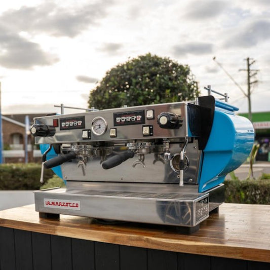 Pre Loved Custom 2 Group La Marzocco FB70 In Sky Blue - Australia - Di Pacci