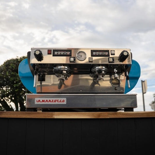 Pre Loved Custom 2 Group La Marzocco FB70 In Sky Blue - Australia - Di Pacci