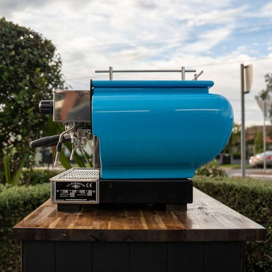 Pre Loved Custom 2 Group La Marzocco FB70 In Sky Blue - Australia - Di Pacci