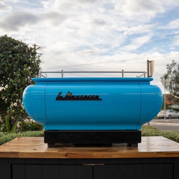 Pre Loved Custom 2 Group La Marzocco FB70 In Sky Blue - Australia - Di Pacci