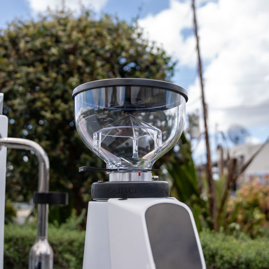 Rocket R Cinquantotto (R58) Coffee Machine + Fiorenzato All Ground Grinder Package In White - Australia - Di Pacci