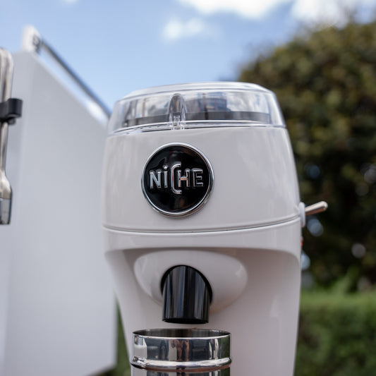 Rocket R Cinquantotto (R58) Coffee Machine + Niche Zero Grinder Package In White - Australia - Di Pacci
