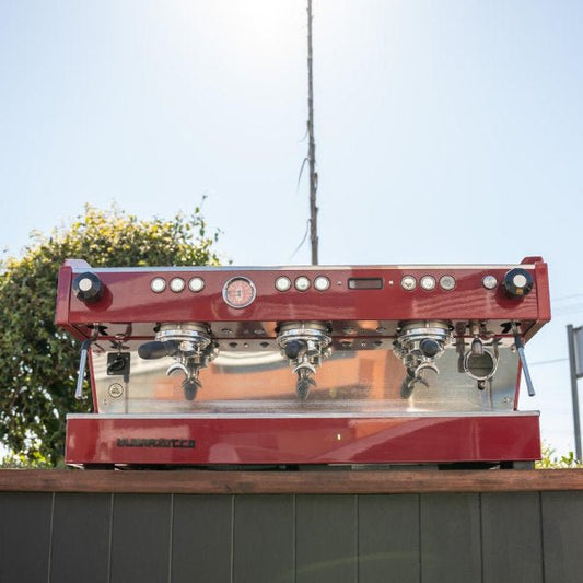 Stunning Immaculate Custom 3 Group La Marzocco PB In Candy Apple Red - Australia - Di Pacci