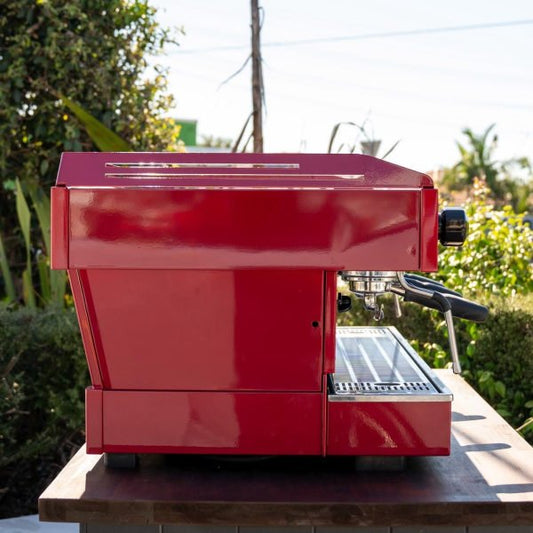 Stunning Immaculate Custom 3 Group La Marzocco PB In Candy Apple Red - Australia - Di Pacci