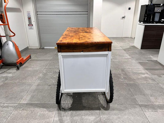 Vintage Style Coffee Cart With Wheels Timber White - Australia - Di Pacci