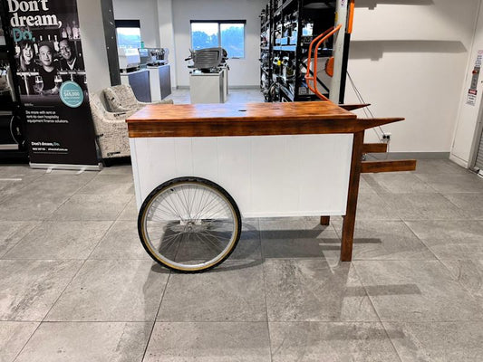 Vintage Style Coffee Cart With Wheels Timber White - Australia - Di Pacci