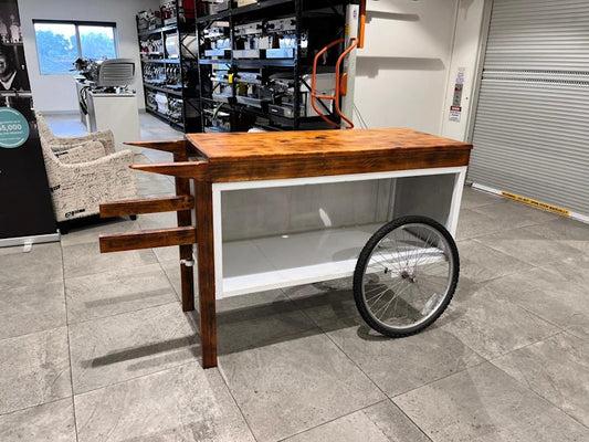 Vintage Style Coffee Cart With Wheels Timber White - Australia - Di Pacci