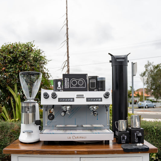 White Carimali Nimble & X011 Grinder Package + Precision Accessories - Australia - Di Pacci