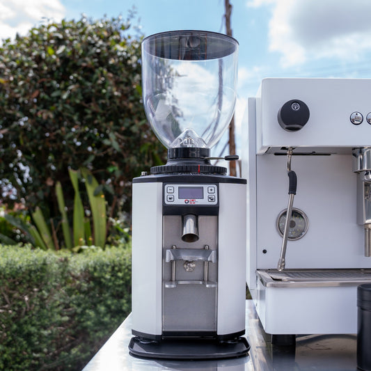 White Futurmat Ottima & DIP DS - 68 Grinder + Precision Accessories & Stainless Steel Coffee Cart Package - Australia - Di Pacci